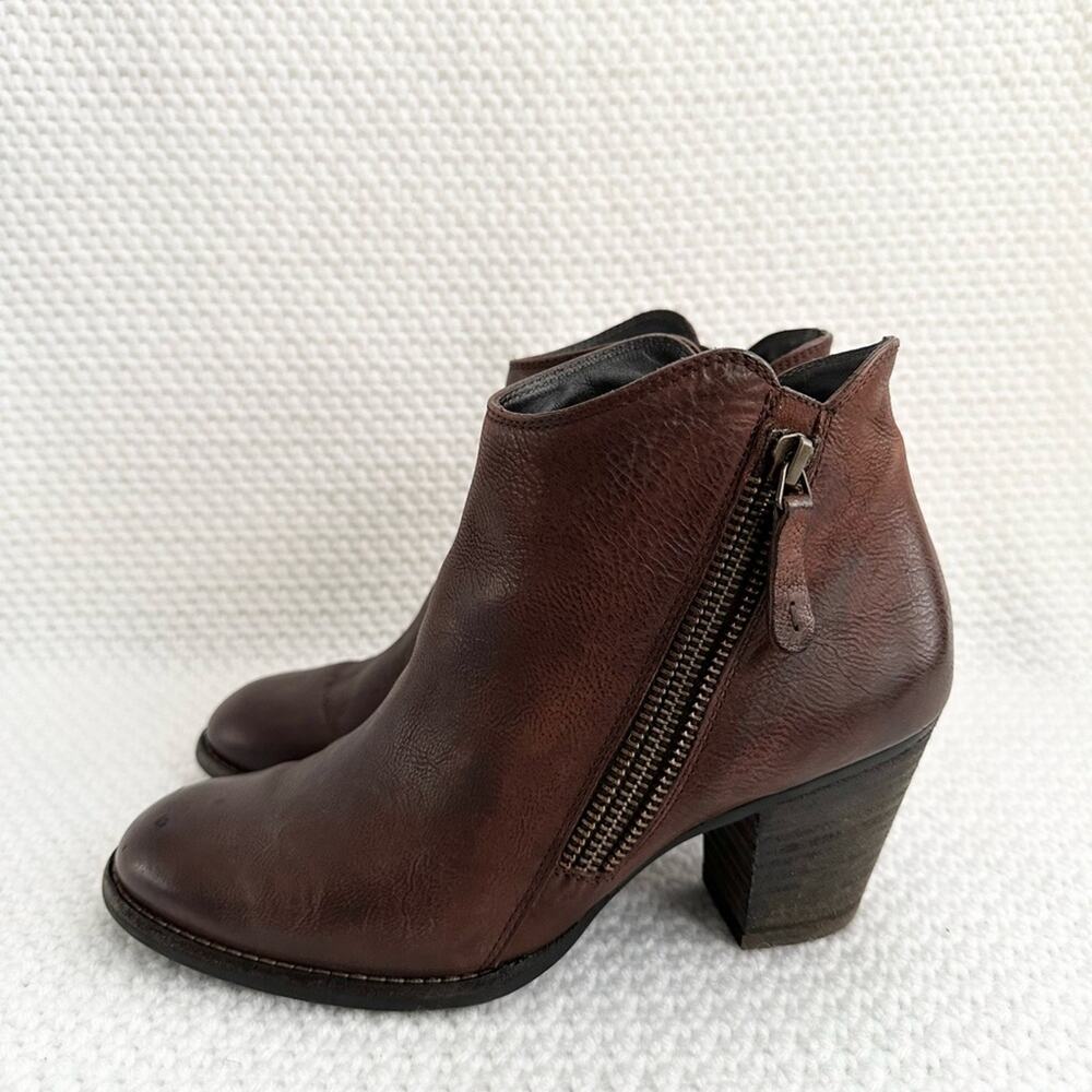 Paul Green Brown Leather Aubrey Double Zip Heeled Ankle Boots 4 UK 6 US - Picture 3 of 11